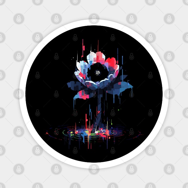 glitch flower - sci fi style Magnet by Dragadin